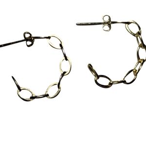 💝 Small gold chain hoop earrings in 18K gold-plated silver